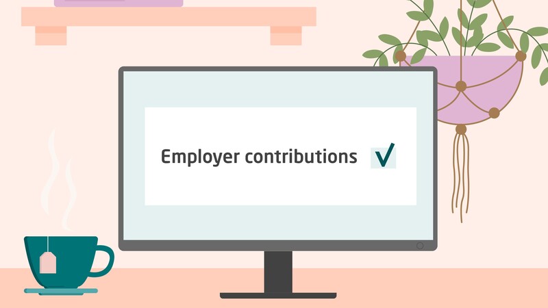 illustration computer screen with text employer contributions