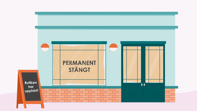 Illustration-med en skylt att butik permanent är stängd