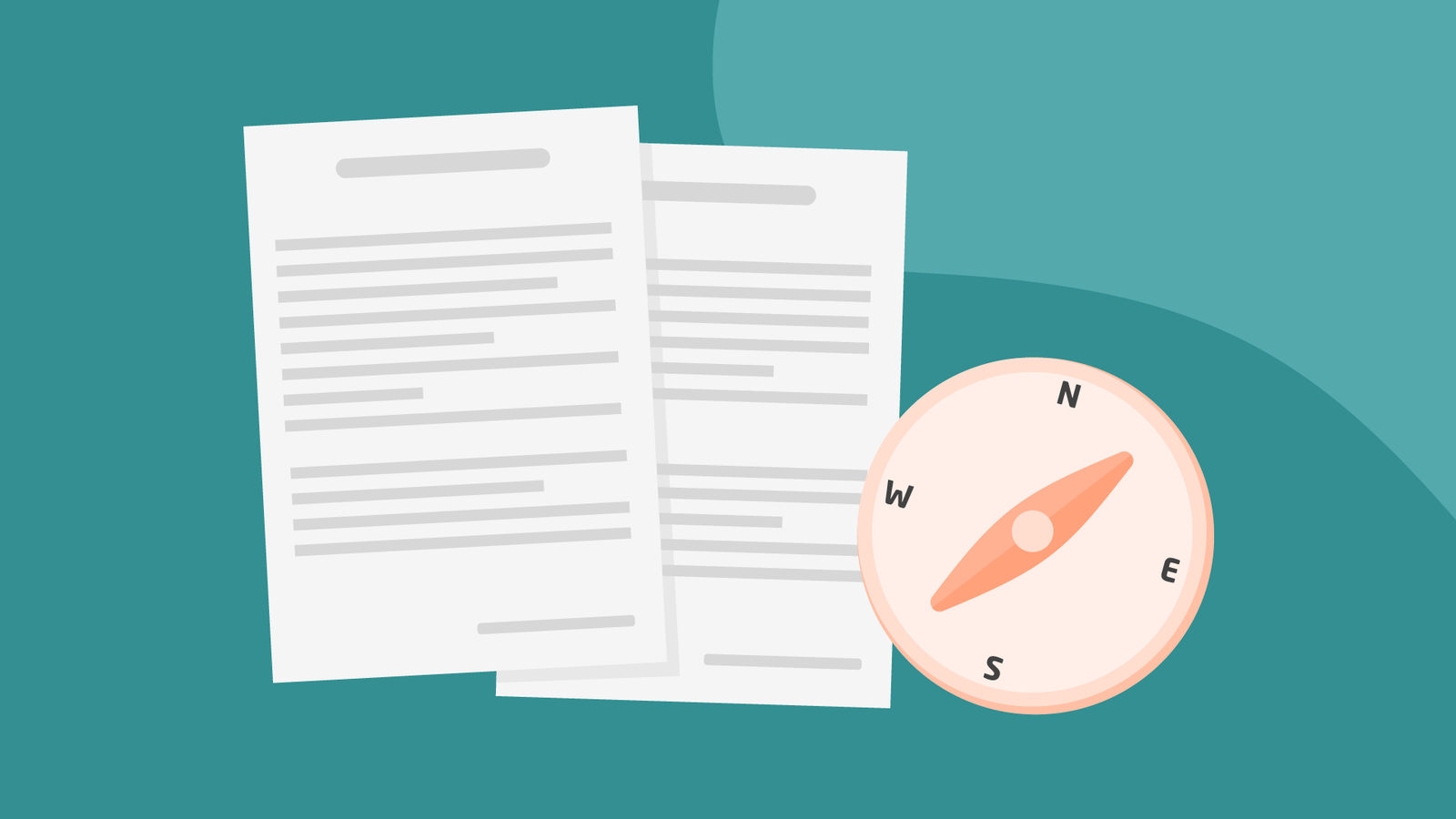 illustration-ett kompass och dokument